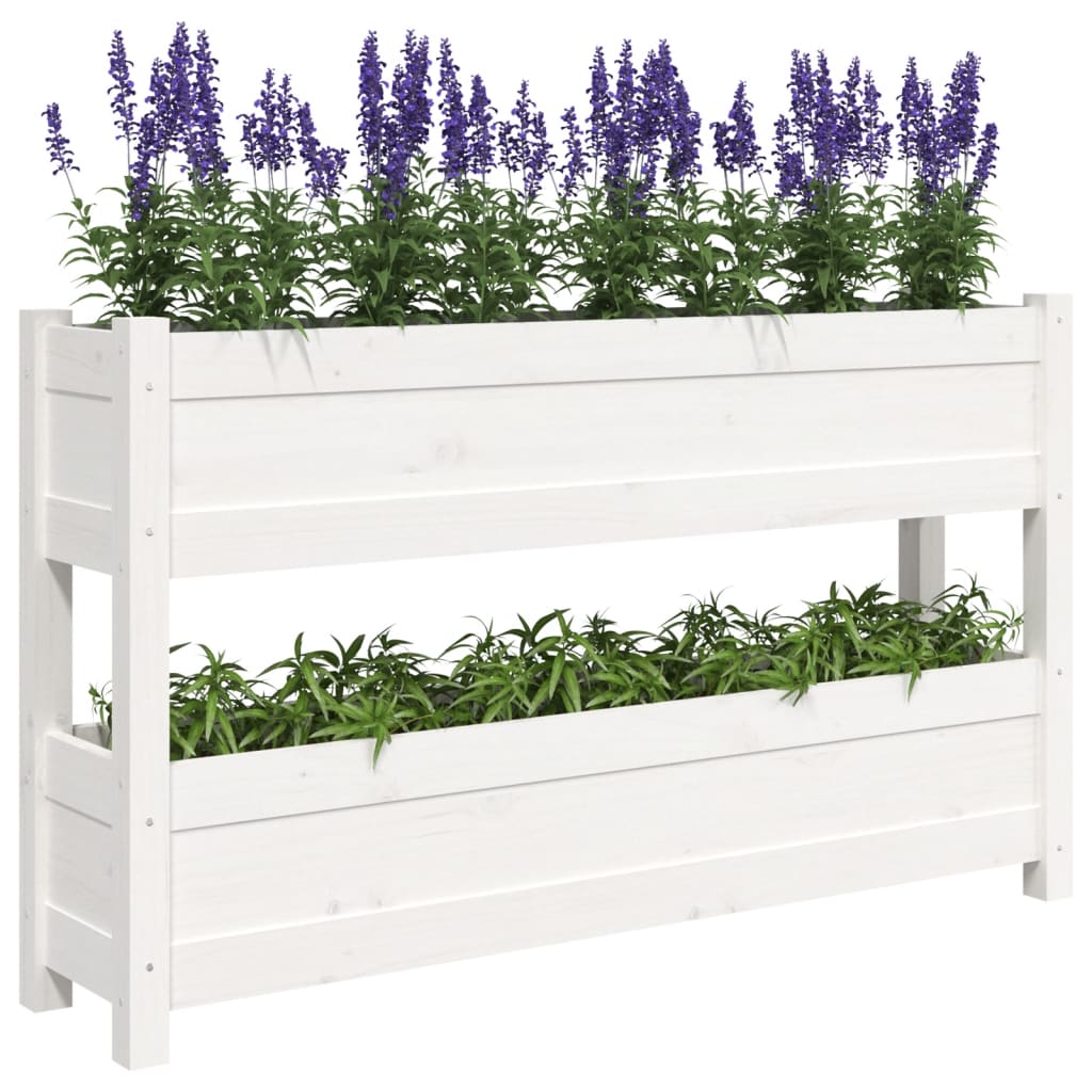 Plantenbak 112X25X66 Cm Massief Grenenhout Wit