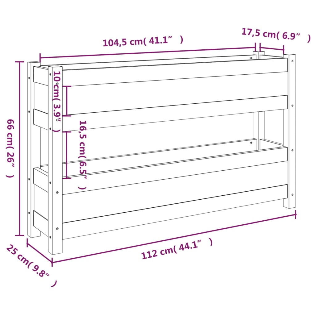 Plantenbak 112X25X66 Cm Massief Grenenhout Grijs