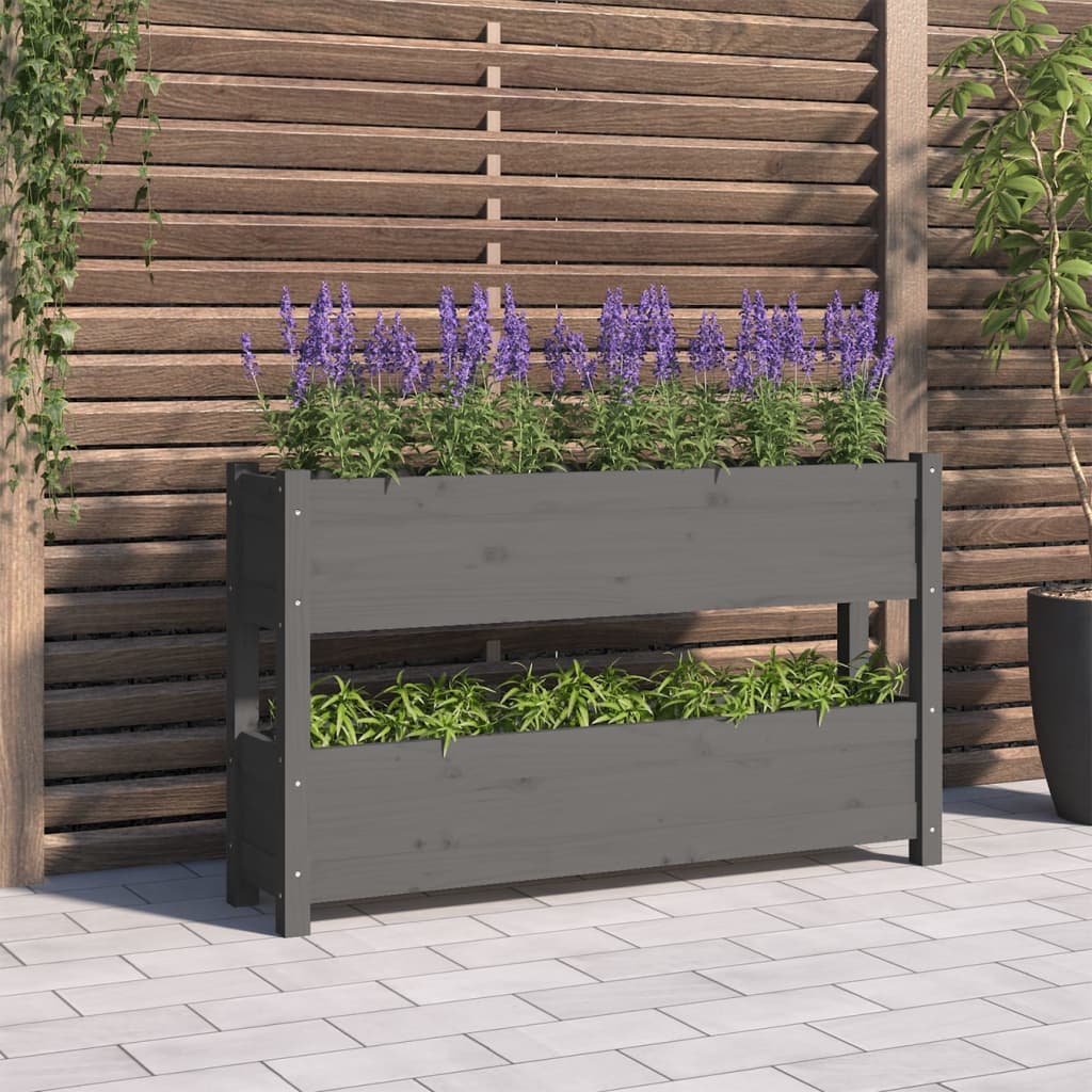 Plantenbak 112X25X66 Cm Massief Grenenhout Grijs