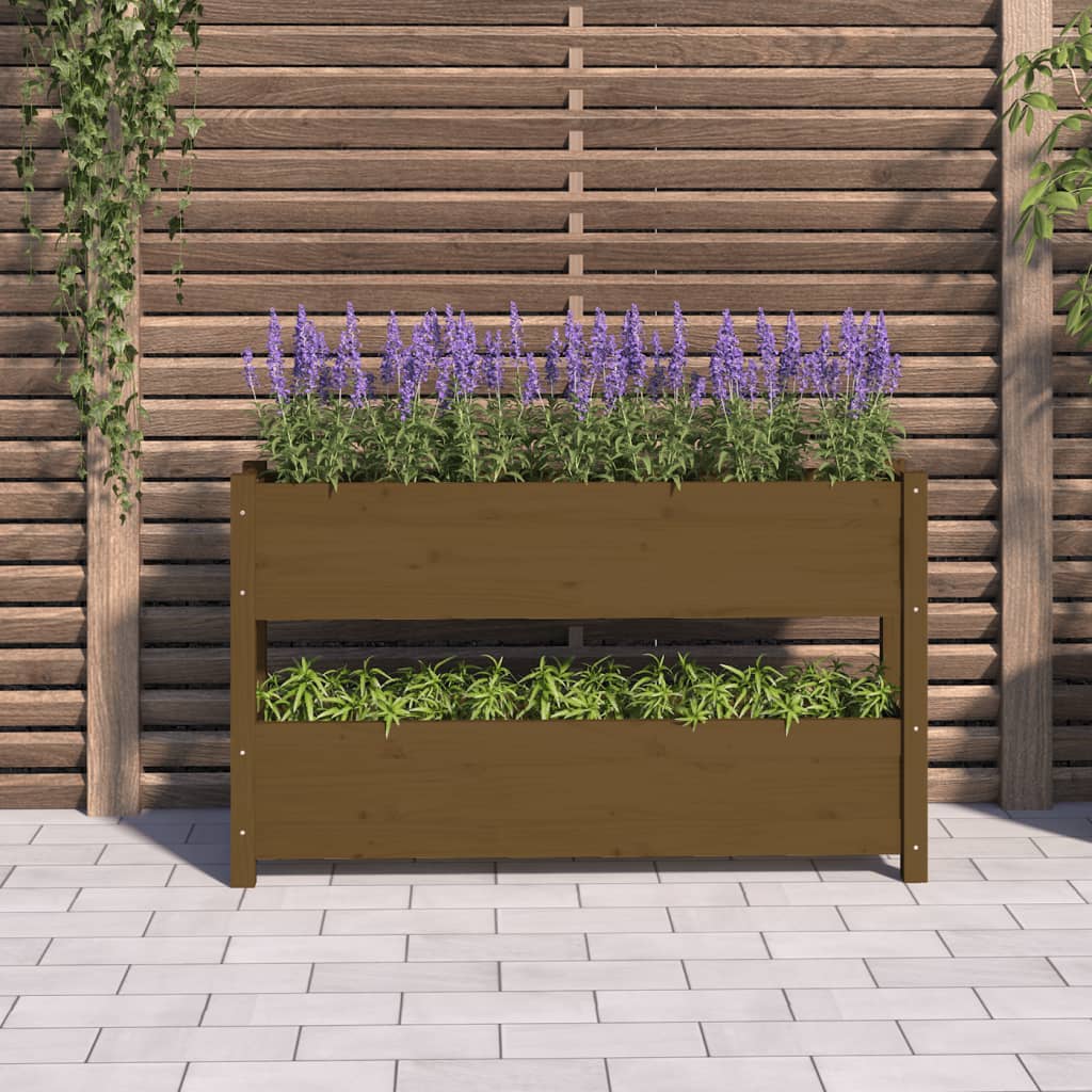 Plantenbak 112X25X66 Cm Massief Grenenhout Honingbruin