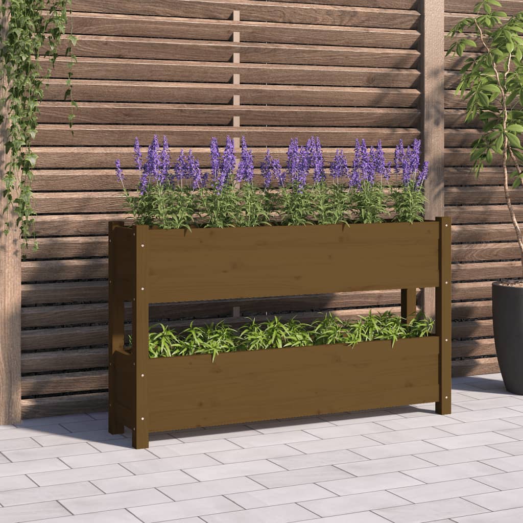 Plantenbak 112X25X66 Cm Massief Grenenhout Honingbruin