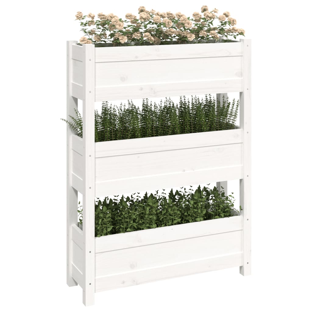 Plantenbak 77X25X104,5 Cm Massief Grenenhout Wit