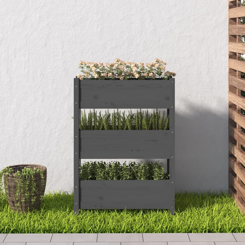 Plantenbak 77X25X104,5 Cm Massief Grenenhout Grijs