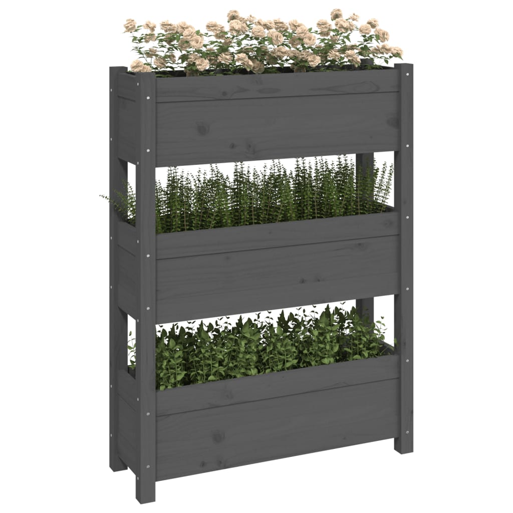 Plantenbak 77X25X104,5 Cm Massief Grenenhout Grijs