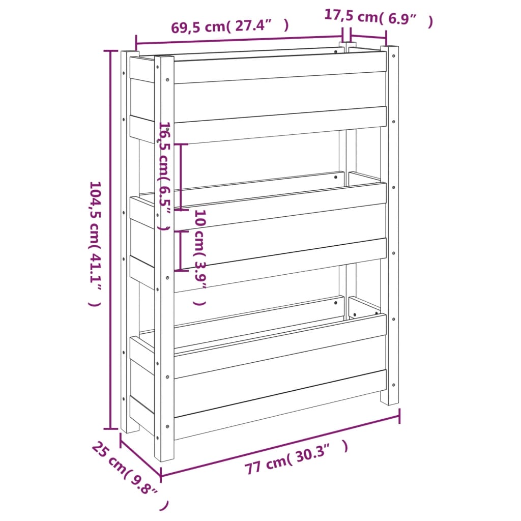 Plantenbak 77X25X104,5 Cm Massief Grenenhout Grijs