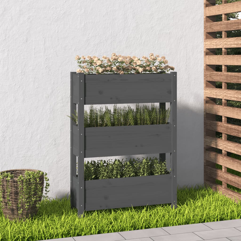 Plantenbak 77X25X104,5 Cm Massief Grenenhout Grijs