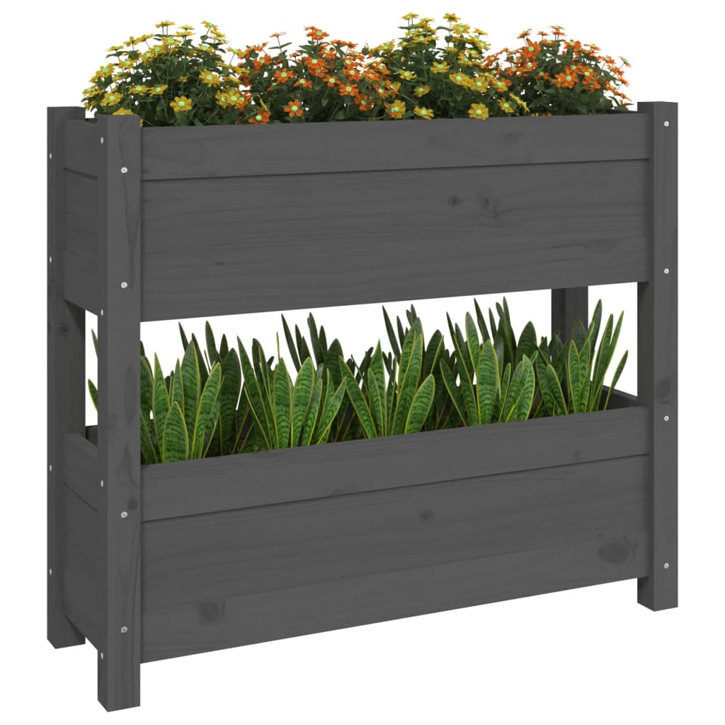 Pflanzgefäß 77x25x66 cm Massives Kiefernholz grau