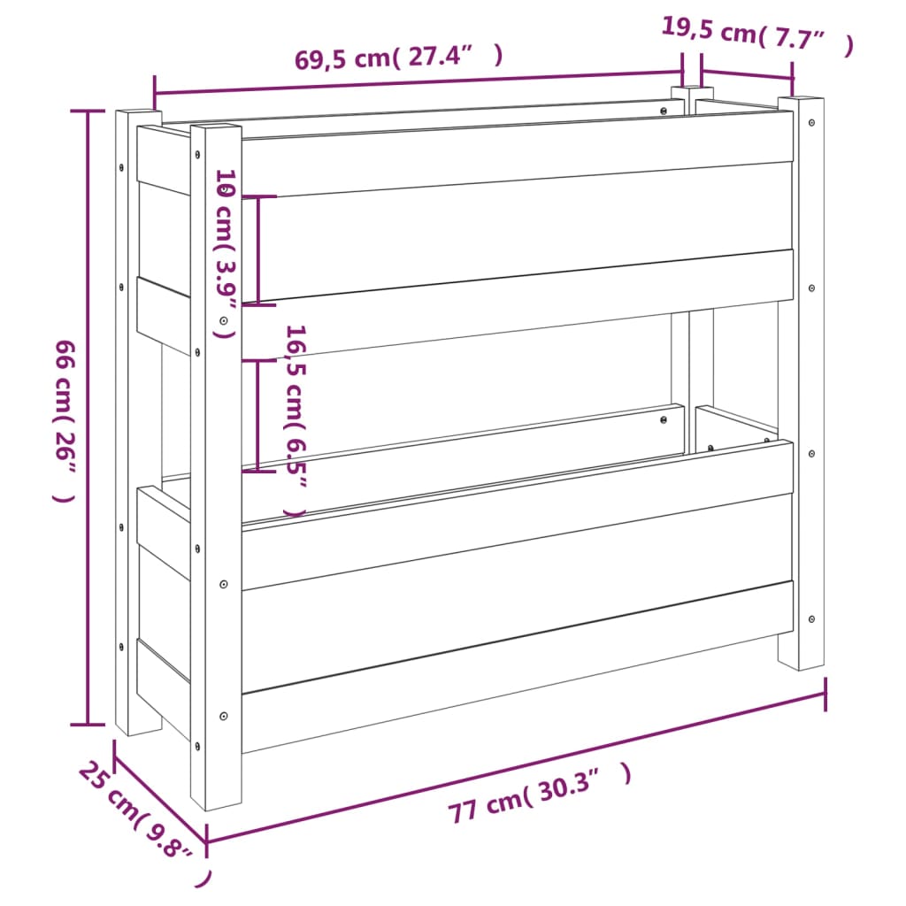 Pflanzgefäß 77x25x66 cm Massives Kiefernholz grau