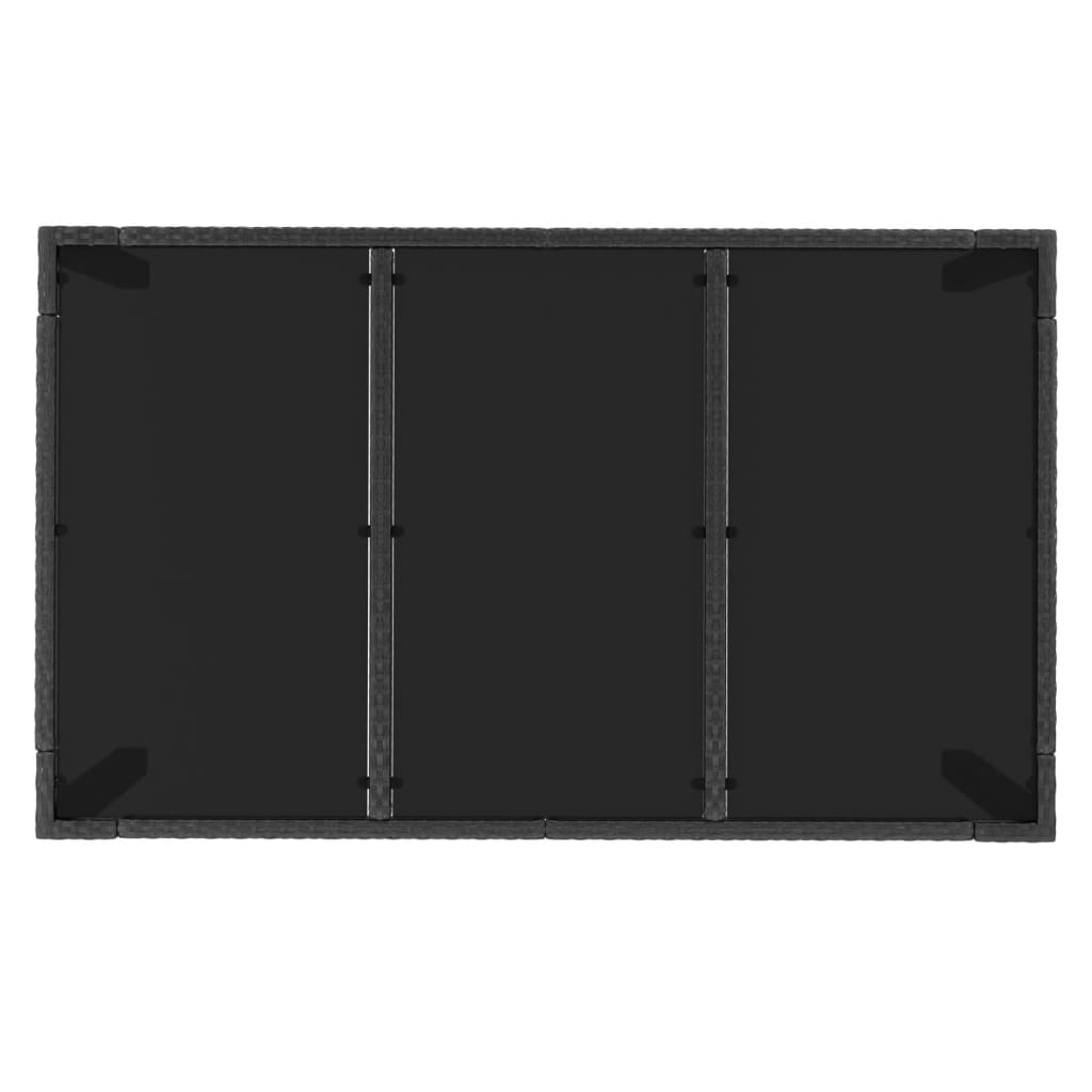 Tuintafel Met Glazen Blad 150X90X75 Cm Poly Rattan Zwart