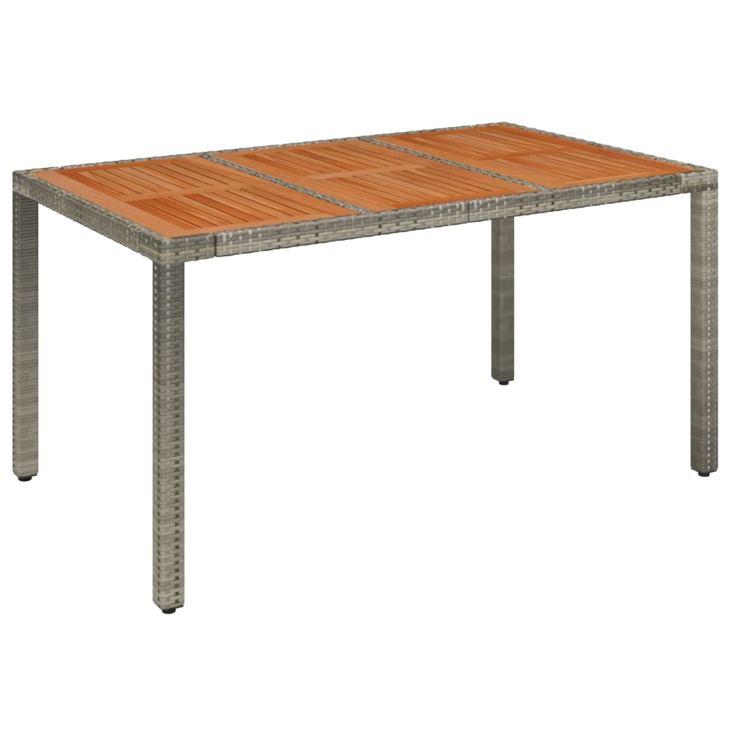 Tuintafel Met Houten Blad 150X90X75 Cm Poly Rattan Grijs