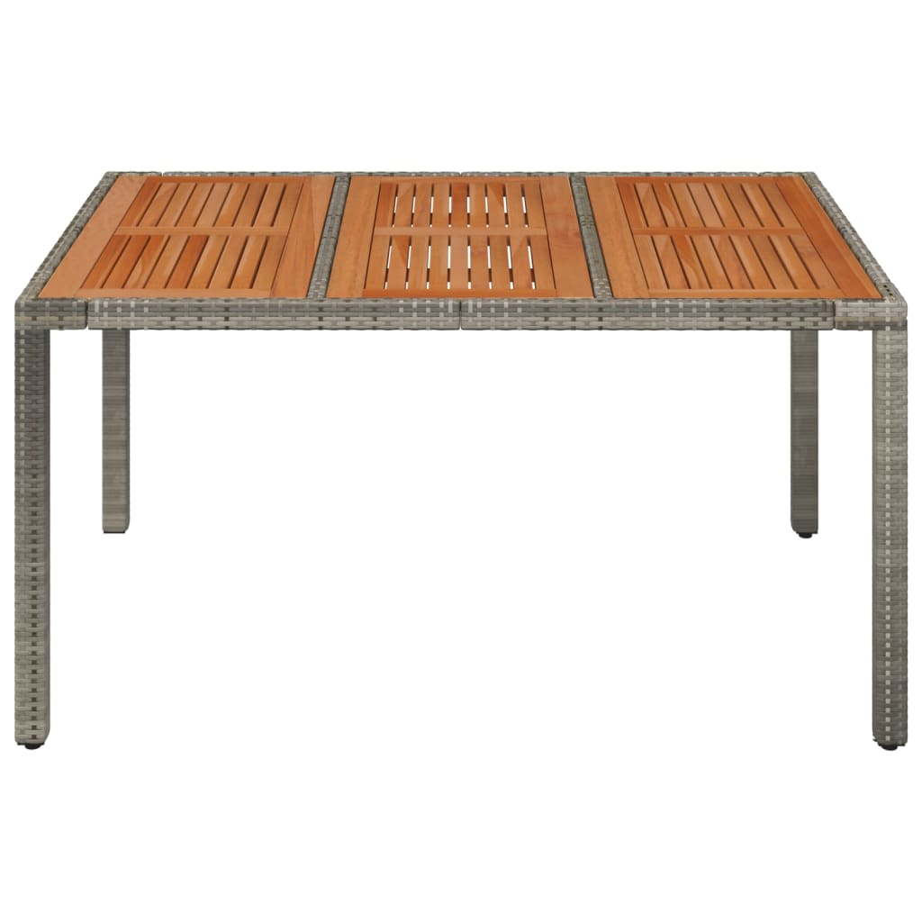 Tuintafel Met Houten Blad 150X90X75 Cm Poly Rattan Grijs