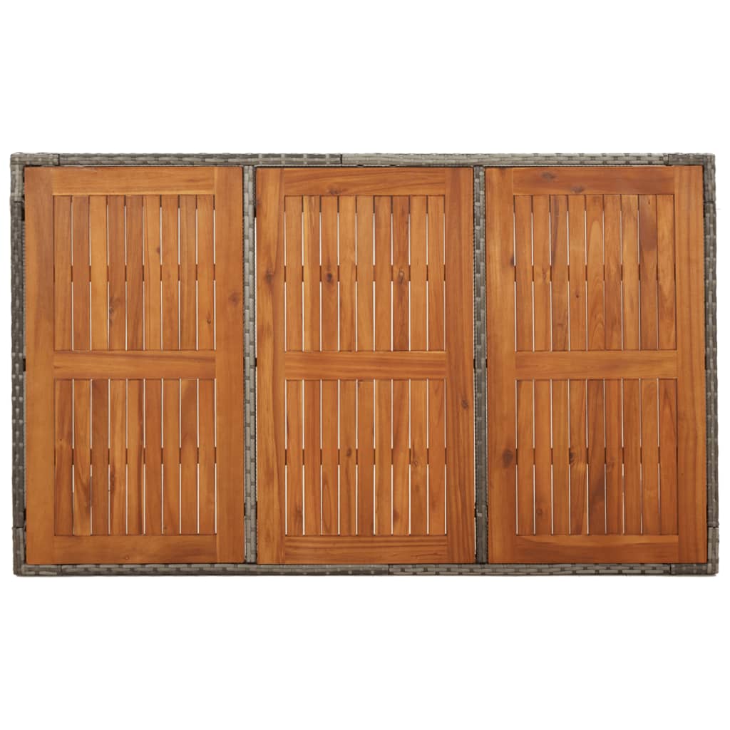 Tuintafel Met Houten Blad 150X90X75 Cm Poly Rattan Grijs