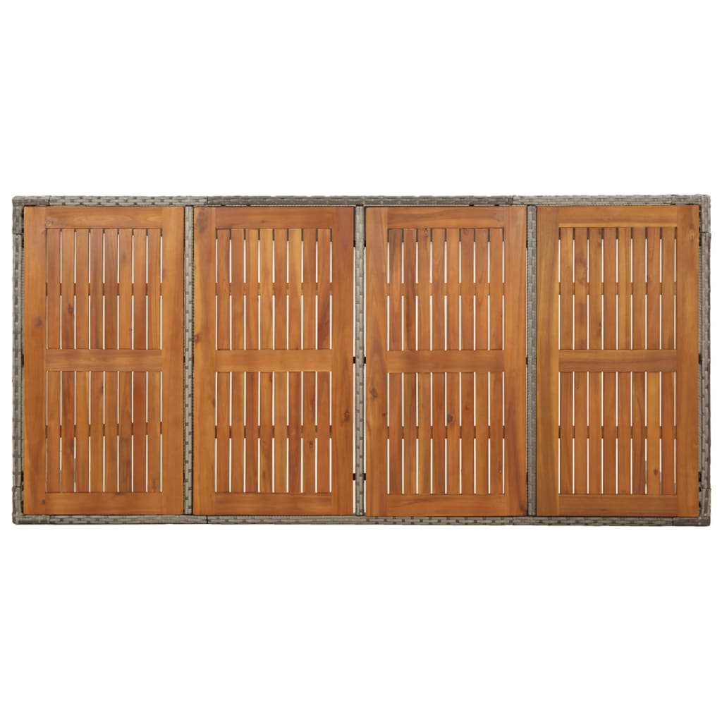 Tuintafel Met Houten Blad 190X90X75 Cm Poly Rattan Grijs