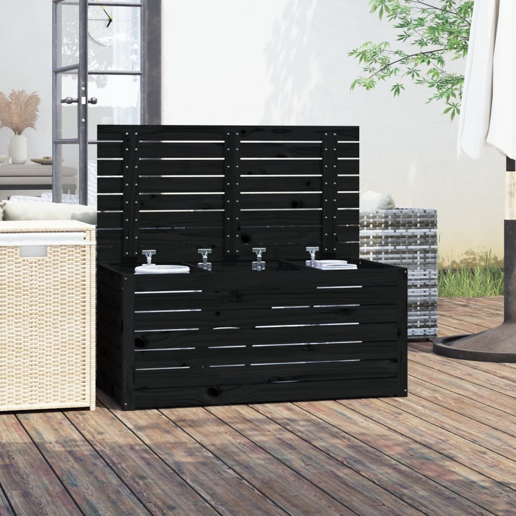 Gartenbox 101x50,5x46,5 cm massives Kiefernholz schwarz