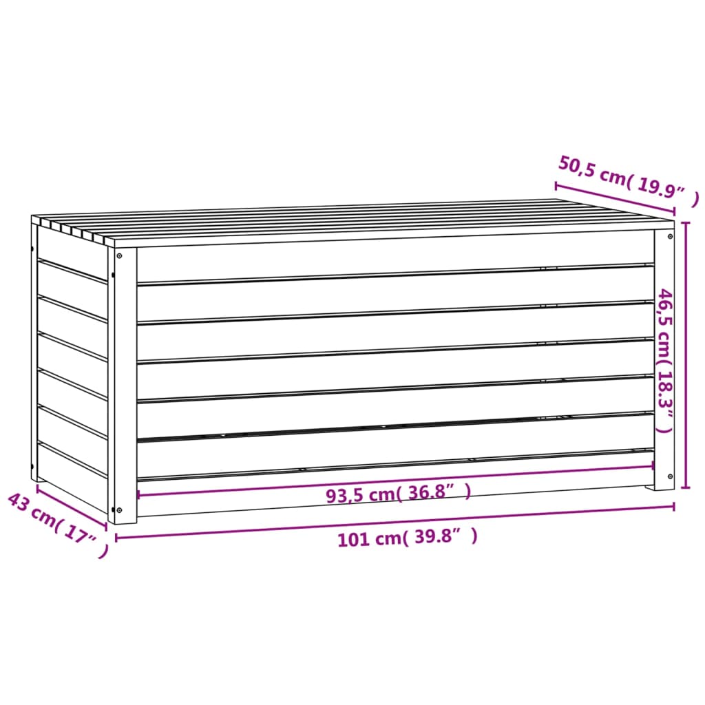 Gartenbox 101x50,5x46,5 cm massives Kiefernholz schwarz