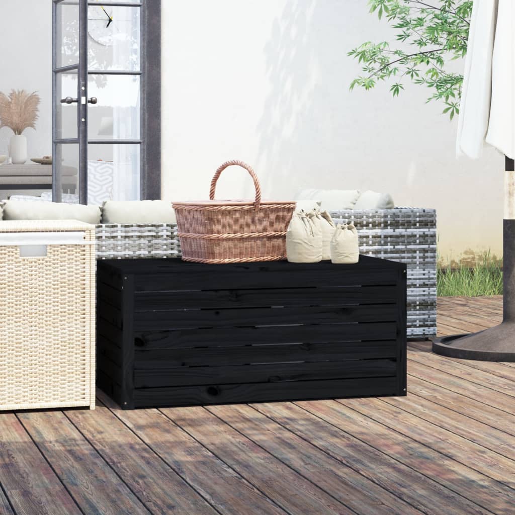 Gartenbox 101x50,5x46,5 cm massives Kiefernholz schwarz