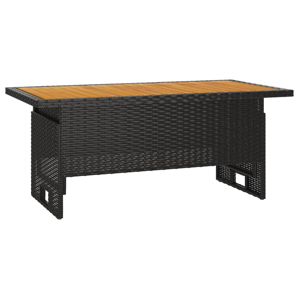 Gartentisch 100x50x43/63 cm Akazienholz und Polyrattan schwarz