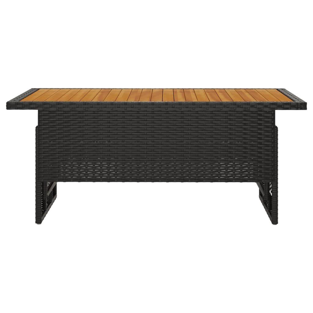 Gartentisch 100x50x43/63 cm Akazienholz und Polyrattan schwarz
