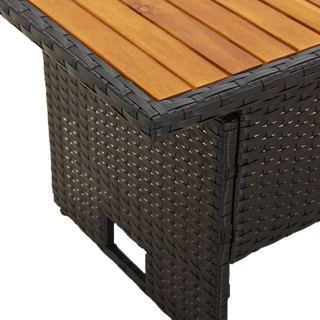 Gartentisch 100x50x43/63 cm Akazienholz und Polyrattan schwarz