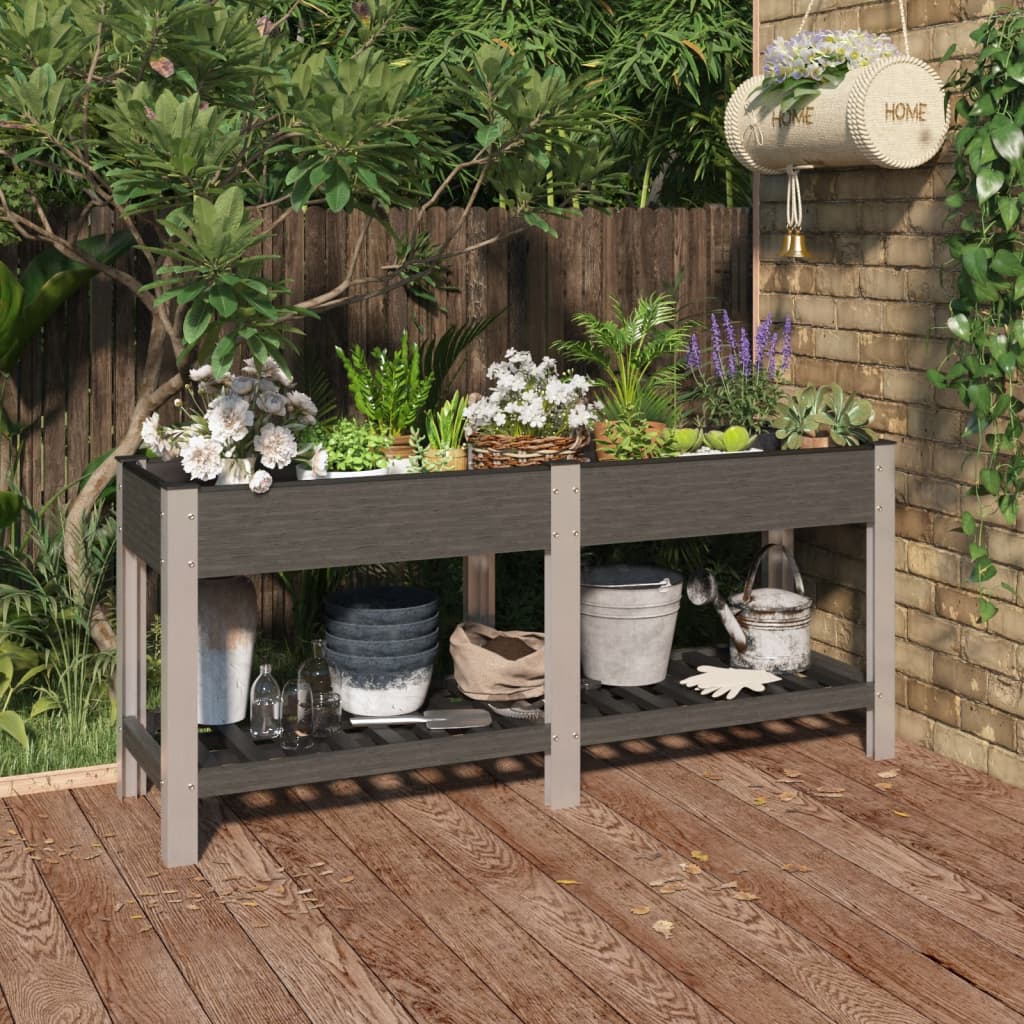 Plantenbak Verhoogd Met Schap 175X50X75 Cm Hkc Grijs