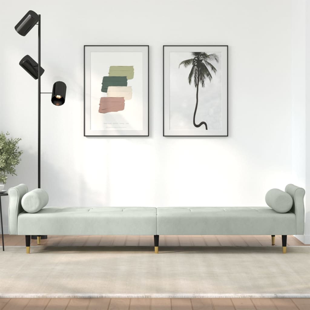 Slaapbank Met Kussens Fluweel Lichtgrijs