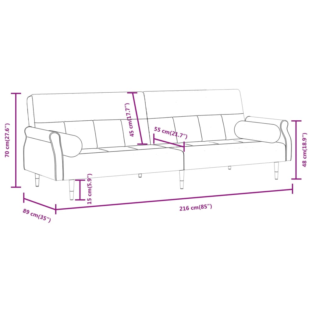 Slaapbank Met Kussens Fluweel Zwart