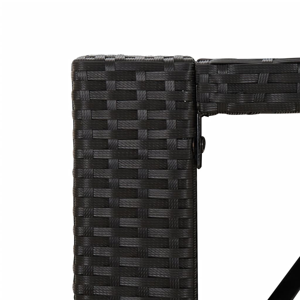 Bartafel Met Glazen Blad 185X80X110 Cm Poly Rattan Zwart